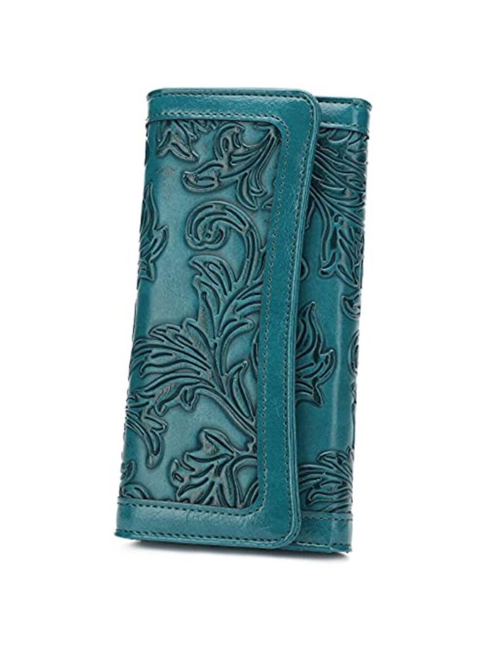 Womens RFID Wallet Floral Embossed Leather Clutch Credit Card Holder Organizer